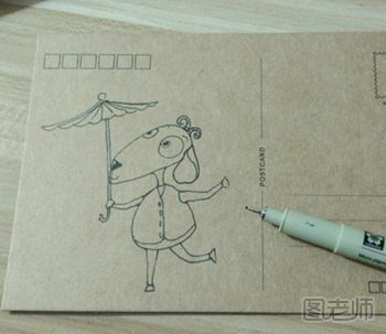 DIY明信片 可爱山羊手绘明信片