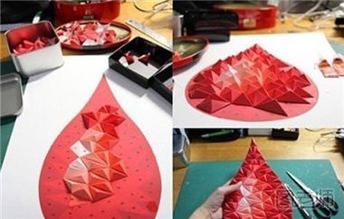 如何制作剪纸制作水滴体装饰画 