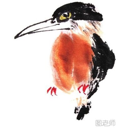 如何绘制一副水墨画作品 水墨翠鸟的绘画教程