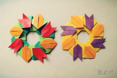 简易圣诞花环折纸做法 圣诞花环的折法