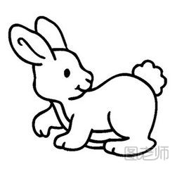 回头看的兔子简笔画图示