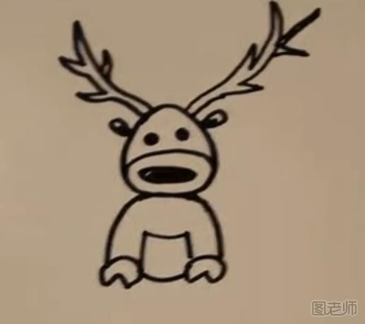 怎么画一只圣诞节的可爱麋鹿简笔画