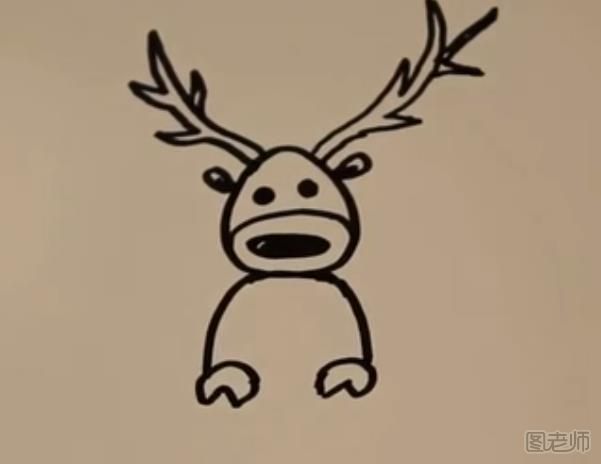 怎么画一只圣诞节的可爱麋鹿简笔画