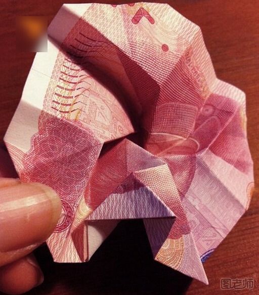 人民币折玫瑰花图解步骤