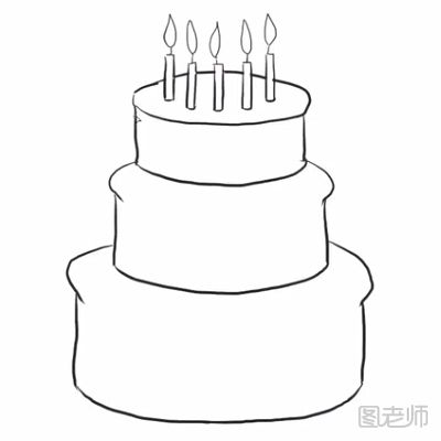 生日蛋糕简笔画步骤教程