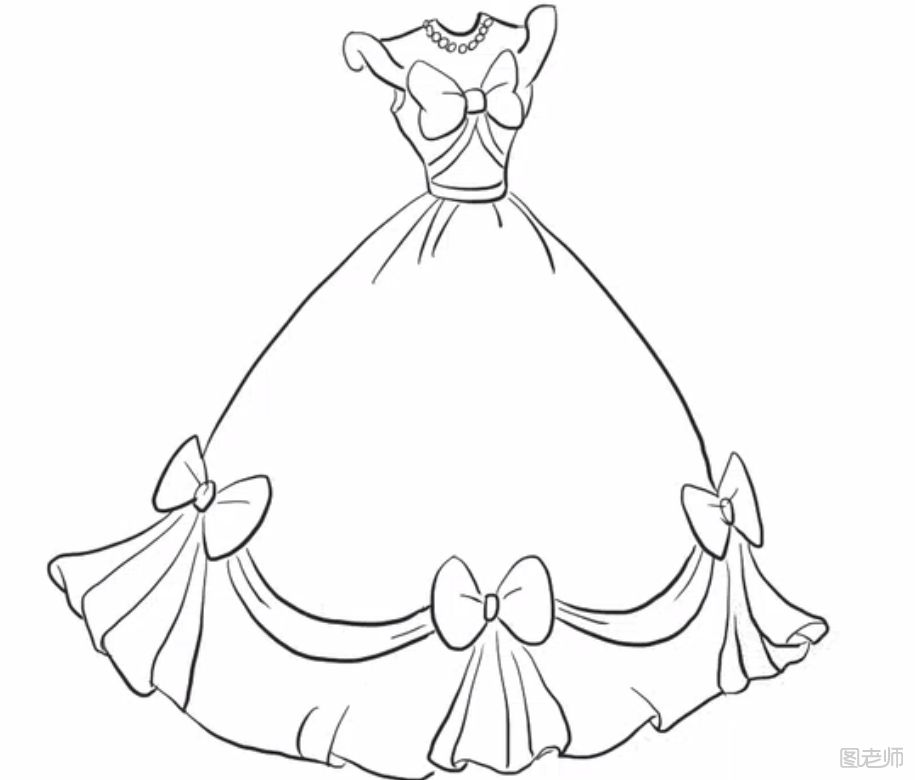 漂亮的公主裙简笔画图解步骤