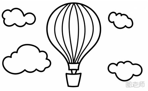热气球简笔画步骤教程