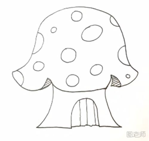 蘑菇房的简笔画教程  如何画一个蘑菇房