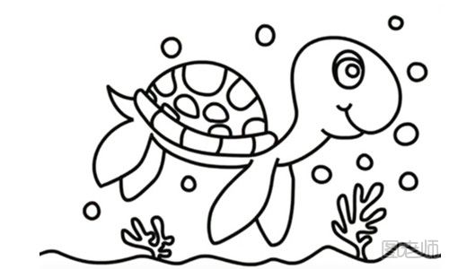 小海龟简笔画视频教程 怎么画可爱的小海龟