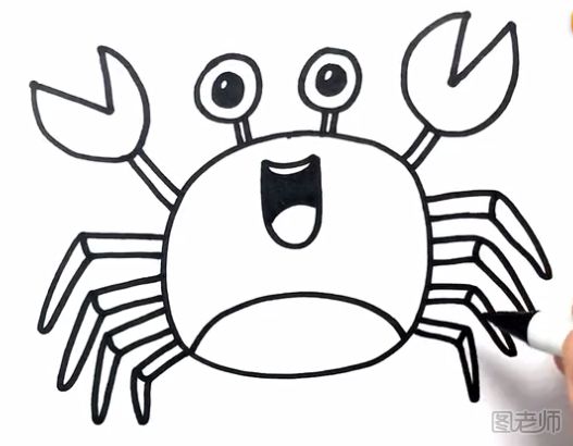 螃蟹简笔画教程 可爱的小螃蟹简笔画怎么制作