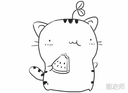 吃西瓜的猫简笔画视频教学