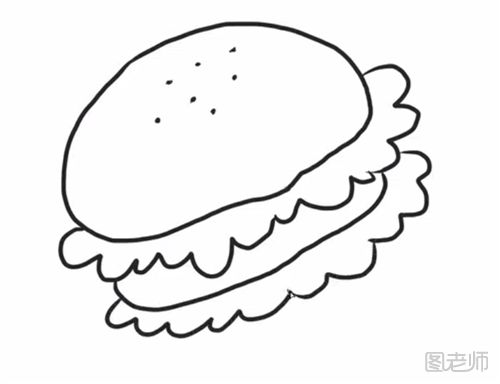 汉堡包的简笔画教程 怎么画一个汉堡包