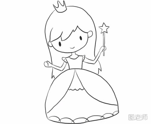 魔法公主简笔画步骤教程