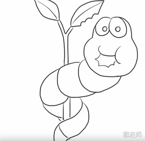 正在吃树叶的虫子简笔画