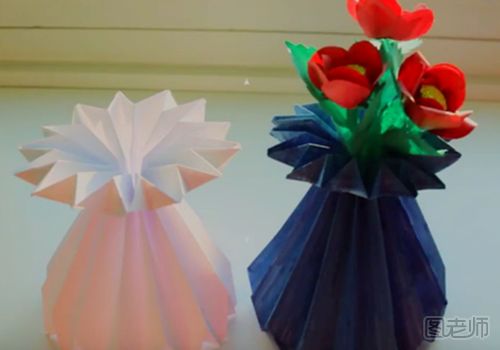 百褶花瓶的折纸视频教程 怎么折一个花瓶