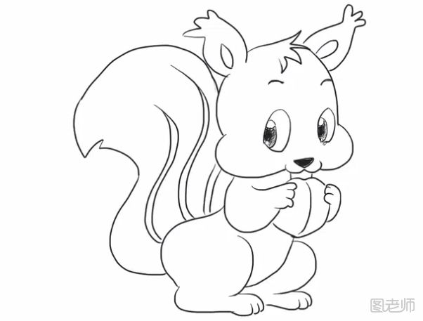 松鼠简笔画教程 爱吃坚果的松鼠简笔画怎么画