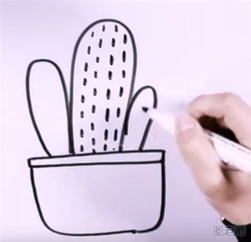 如何画一个仙人掌盆栽 仙人掌盆栽简笔画图解步骤