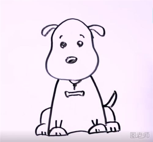 怎么画一只戴项圈的狗  戴项圈狗的简笔画图解步骤