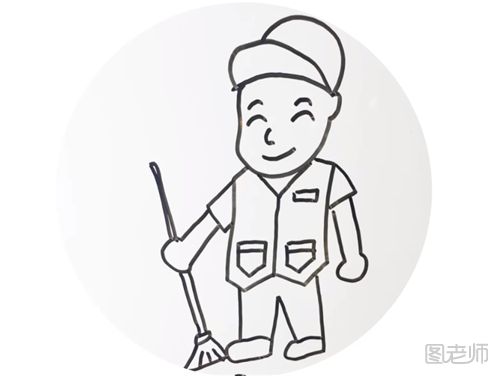 怎么画一个清洁工人 清洁工人的简笔画图解步骤