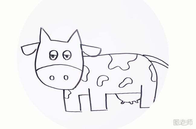 怎么画牛 悠闲的奶牛简笔画步骤