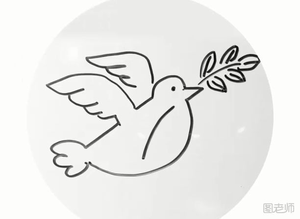 简笔画教程 叼和平草的鸽子怎么画