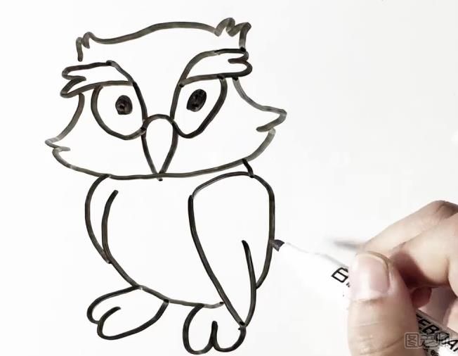 小动物简笔画 猫头鹰简笔画怎么画