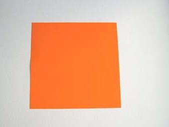 1.预备橘黄色正方形彩纸一张。