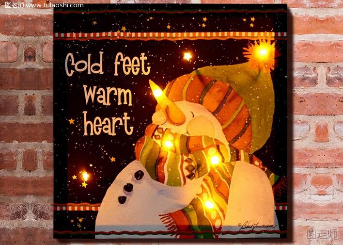 2015圣诞节礼物送什么好：雪人LED装饰画